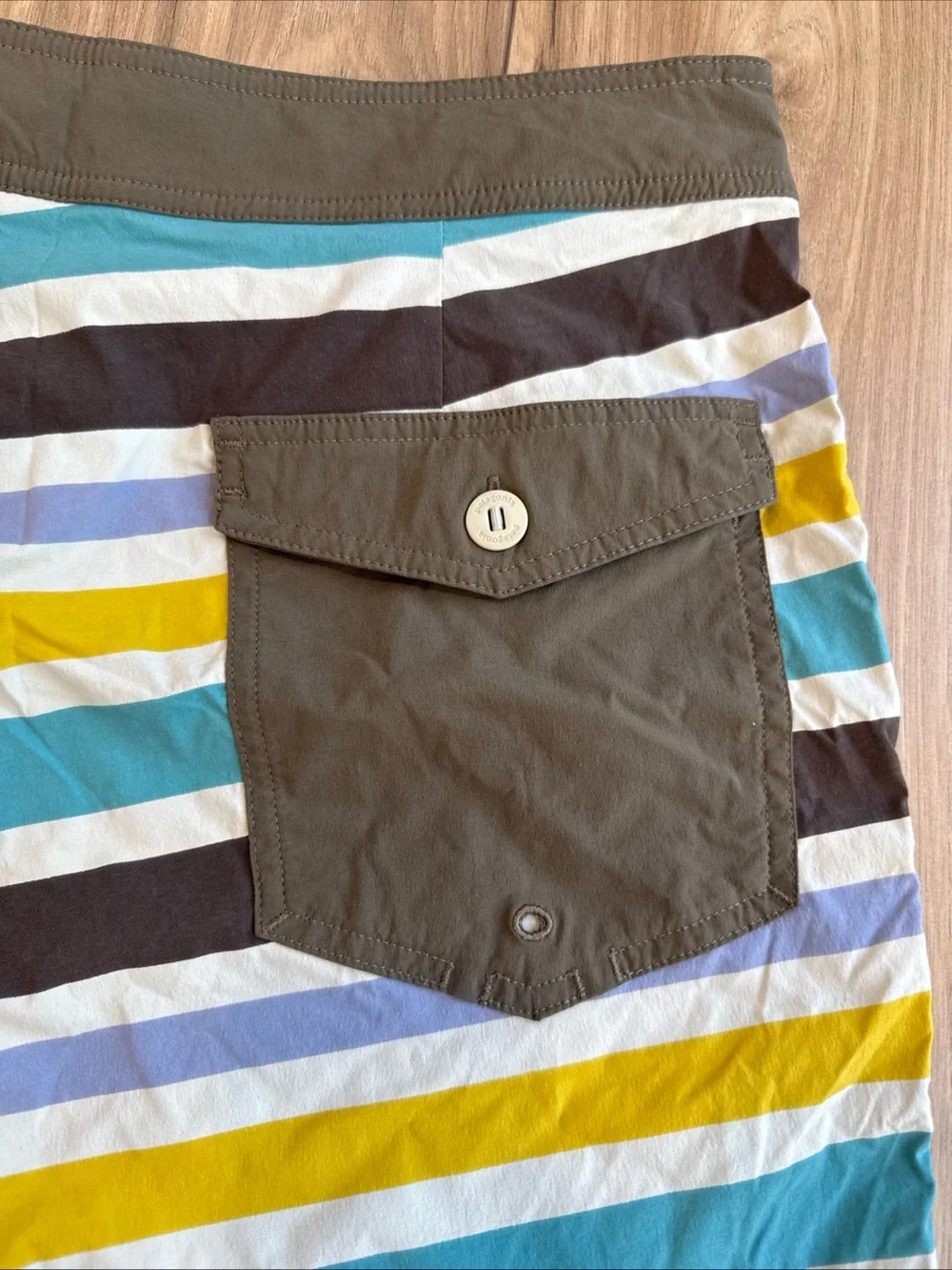 Patagonia Mens Swim Trunks Size 34 Multi Stripe Board Shorts Retro Stretch 7in